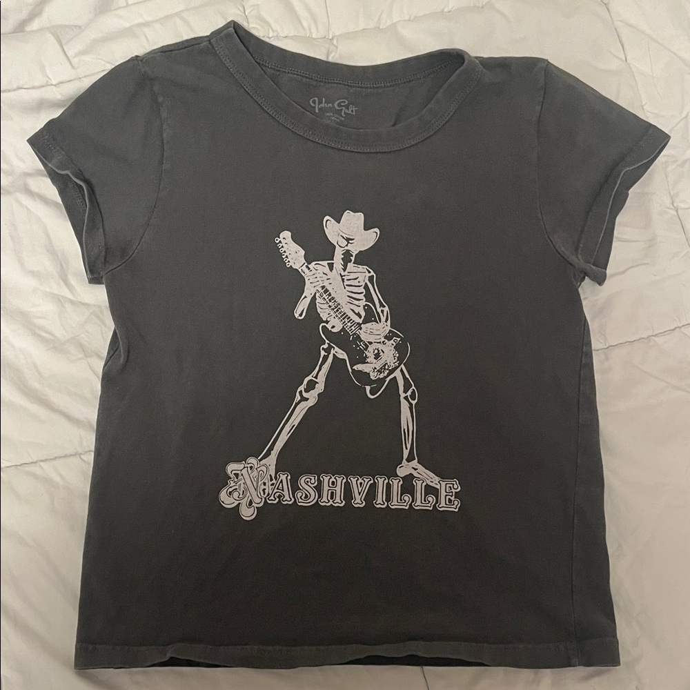 John Galt Nashville Skeleton Grey Top